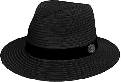 House of Ord Cape Town Reef Pana-Mate Fedora Hut Herren Sonnenhut Packbarer Golfhut mit Golfballmarker Strohhut mit UV Schutz - 3 Farben in Größen M/58cm-L/61cm - Größe: M-L: 58 cm Farbe: Schwarz