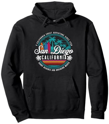 San Diego California Spiagge di sabbia che infrangono le onde Surf Felpa con Cappuccio