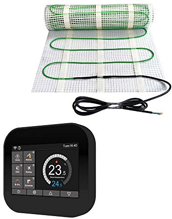 Elektrische Fußbodenheizung 150Watt WiFi Thermostat Elektrisch TWIN Technologie, Größe:11 m², Thermostat:schwarz