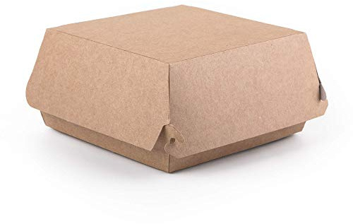 Confezione Kraft da 50 scatole hamburger Contenitore Fast Food da asporto, usa e getta, a prova di perdite, riciclabile ecologico (50, M)