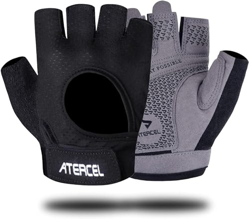 ATERCEL Weight Lifting Gloves Full Palm Protection, Workout Gloves for Gym, Cycling, Exercise, Breathable, Super Lightweight for Men and Women(Gray, M)