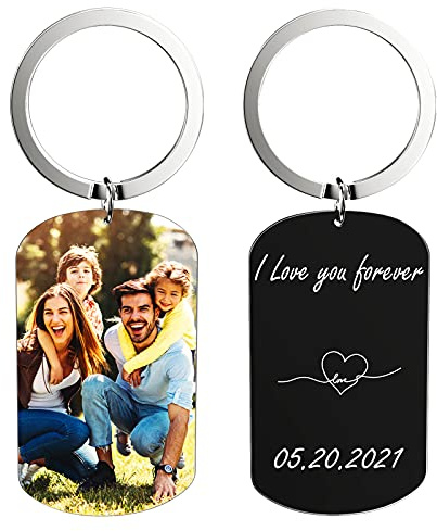 CGFN Personalisierter Schlüsselbund, Gravierter Schlüsselanhänger mit individuellem Text und Liebesmuster, Das Perfekte Geschenk für Freunde/Paare/Partner/Väter/Mütter
