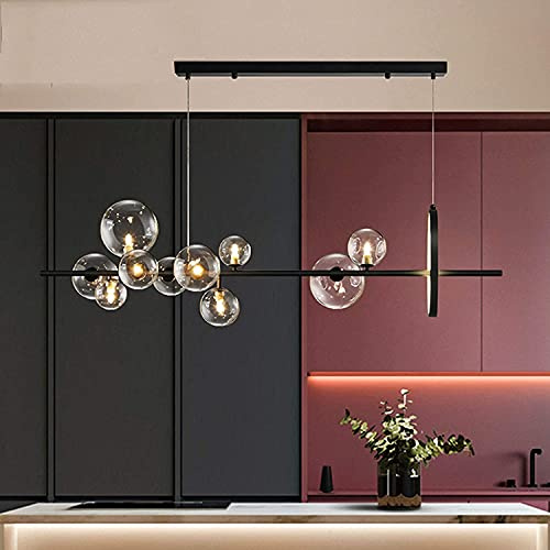Ksovv Iluminación De Burbujas Lámpara Colgante Lineal Globo De Vidrio Transparente Iluminación De Araña De Techo Cocina Isla Comedor Lámpara Colgante Decorativa [Clase Energética A ++]