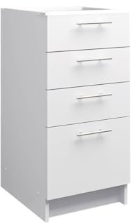 JD Greta Fixed Height 400mm Kitchen Drawer Base Cabinet Floor Unit (Without Worktop) – White Matt