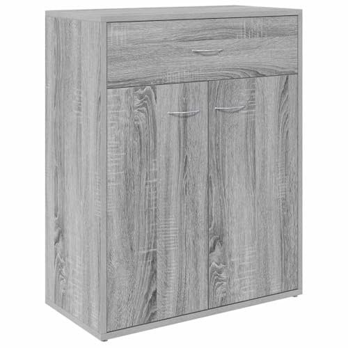 vidaXL Sideboard, Kommode mit viel Stauraum, Schrank mit 1 Schublade 2 Türen, Mehrzweckschrank Anrichte für Wohnzimmer, Modern, Grau Sonoma 60x30x75cm Holzwerkstoff