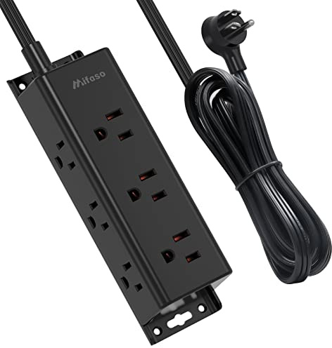 Surge Protector Power Strip - Widely Spaced Multi Outlets, Wall Mount, 3 Side Outlet Extender with Extension Cord, Flat Plug, Overload Protection, Home Office Dorm Room Essentials (5FT, Black)