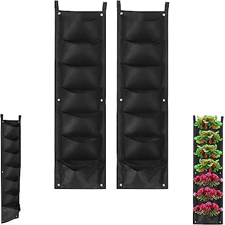 2x Jardinera Vertical de Pared, Bolsa de Cultivo de Plantas de 7 Bolsillos, Jardinera Colgante para Montar en Interior y Exterior, Decoración Hogareña.