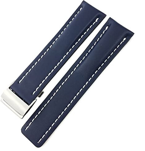 BONOOL Für Breitling Premier Navitimer Schwarz Blau Braun Faltschließe Weiches Rindsleder Uhrenarmband 22mm 24mm Echtleder Armband