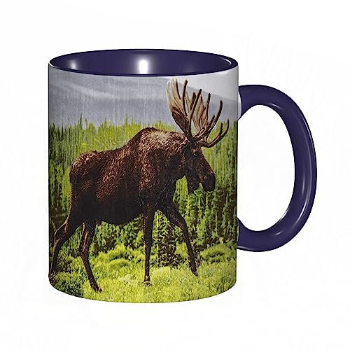 Tasse Keramik Elch Kaffeetassen Große 330ml Mit Henkel 100% Handbemalt Trinkgläser Mit Griff Personalisierte Geschenk