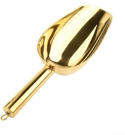 Stainless Steel Ice Scoop, 1× Shovel Candy Ice Cube Flour Colorful Spoon Stainless Steel Scoops Buffet Tool for Kitchen, Bar(Gold)