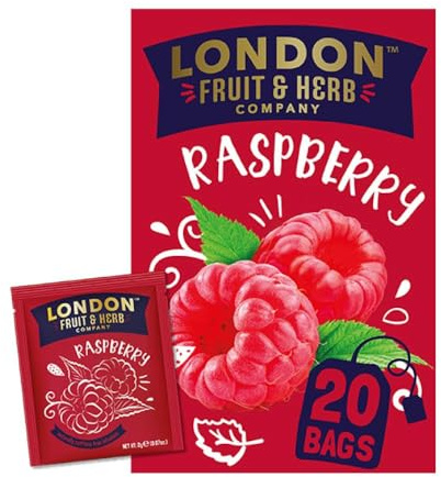 London Fruit & Herb Raspberry Rendezvous Tea, Caffeine-Free Fruit Infusion, 20 Teabags – Bold Raspberry Flavor, Fruit-Infused Blend (Pack of 6)