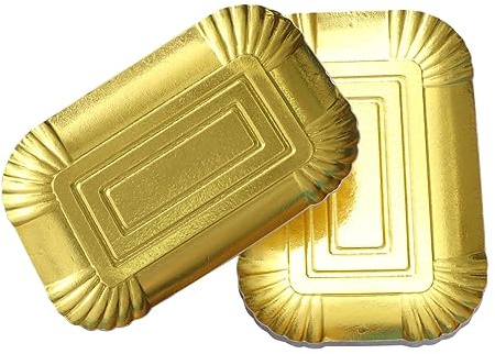 Beavorty 10 Platos Desechables de Papel de Aluminio Dorado, Lisos y Aptos para Alimentos, Ideales para Fiestas y Hoteles, Paquete de 10 Unidades