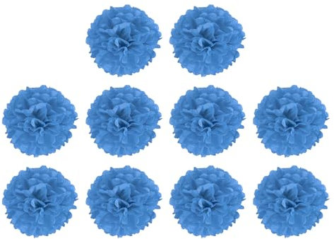 M METERXITY 10er Packung Tissue Pom Poms Blumen - Hochzeitsdekoration, langlebig & schön, geeignet für Geburtstag/Party/Hochzeit (15 cm, Blau)