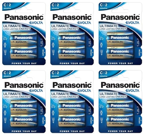 PANASONIC - Lote de 6 ampollas de 2 pilas Evolta Baby C LR14-1,5 V