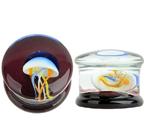 Lot de 2 tunnels en verre de 8 à 16 mm - Bordeaux - Forme ronde, 10mm, Verre, No Gemstone