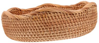 Gatuida Runder Brötchenkorb Aus Rattan Geflochten Brotkorb Zum Servieren Der Küchentheke Natürlicher Küchenbehälter Für Brötchen Und Obst