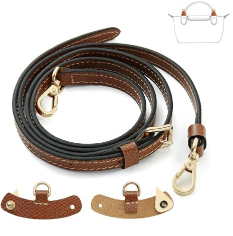 RUISOD Correa cruzada compatible con bolsa Longchamp LP Xtra XS, kit de conversión, herrajes dorados, Marrón con oro Hw, S