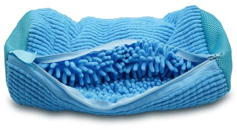 Cocoyeye Shoe washing machine bag, laundry shoe bag for washer and dryer, Reusable and Durable Zipper Plush Sneakers Washing Machine Bag for Shoes, Trainers, Tennis Shoes, Slippers Blue 1pc