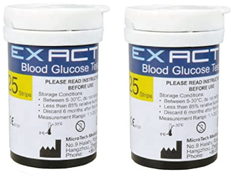 Exactive VITAL Glucosa en Sangre Kit Tiras de Prueba 50 Piezas de Monitor de azúcar en Sangre