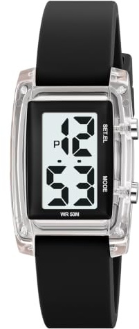 Digitaluhr Damen Damenuhr Digital Armbanduhr Damen Wasserdichte Uhren | Damenarmbanduhren mit Weichem Gummiarmband und Großer Zahlenanzeige