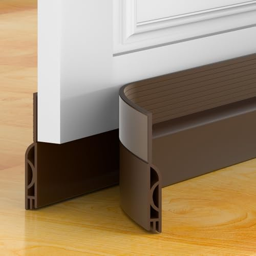 Beoguy Bas de porte anti-courant d'air & étanchéité porte - bas boudin de porte isolant (rapide à installer),idéal pour Porte d'entrée l'isolation joint contre le froid, le bruit (Marron, 1M)