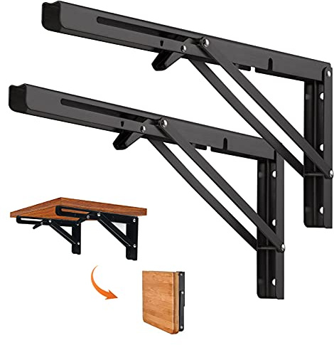 Quanerba Klappkonsole Schwerlast, Klappregalhalterungen, Regalträger & -Stützen, Klappscharnier für Haus Küche Büro Grill (18in/45cm-max90kg)