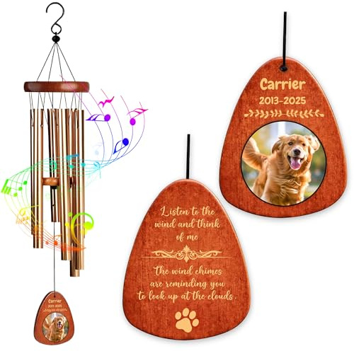 Personalisiertes Windspiel zur Haustier-Erinnerung - Gedenk-Windspiel für den Verlust des Hundes und Katze, Andenken Haustierverlust, Erinnerungsgeschenk für Terrasse Hof Heimdekoration