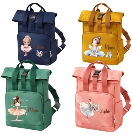 wolga-kreativ Personalisierter Kita Rucksack Mädchen und Jungen – Kindergartenrucksack mit Namen –Turnbeutel Set optional – Kindertasche Kita