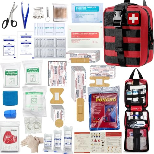 Set da 293 pezzi – Kit di primo soccorso Molle sacchetti di sopravvivenza di emergenza adatto per attività all'aperto, casa, scuola, escursionismo, viaggi in auto e campeggio, risposta rapida