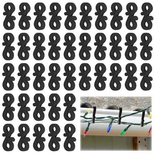 Cfythyab 120PCS Black Mini Gutter Hanging Hooks for Christmas Light Xmas Icicle Fairy String, S Shape Hanging Hooks