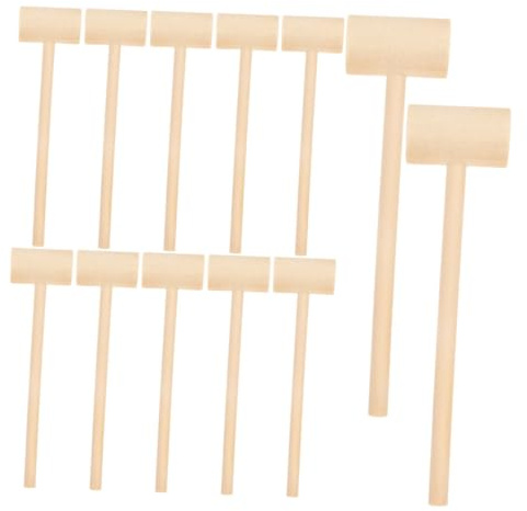 BESTonZON 24pcs Mini Wooden Hammer for Solid Wood Cracking Tool for Chocolate and Crafting Lightweight Small Mallet with Rounded Edges for Party Games and DIY Activities