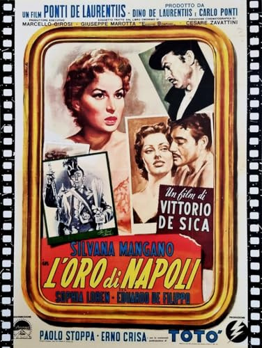 KUSTOM ART Poster Decorativo da Parete Serie Locandine Film Celebri L'Oro di Napoli Stampa su Cartoncino 40x30cm Senza Cornice