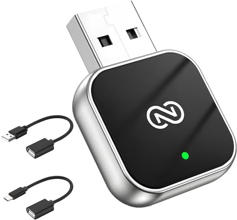 Adaptateur CarPlay sans Fil 2-en-1 pour CarPlay et Android Auto, Double Interface USB-C/USB-A Plug & Play, Compatible avec iOS 10+/Android 11+ et Véhicules Compatibles CarPlay