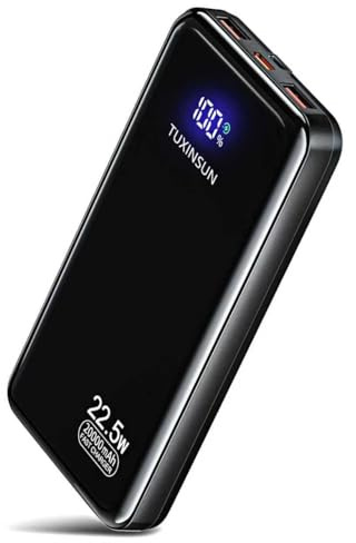 Batería Externa 20000 mAh Batería Externa 22,5 W Batería portátil USB C Entrada y Salida PD3.0 QC4.0 Carga rápida Cargador portátil con Pantalla LCD Compatible con Smartphones etc