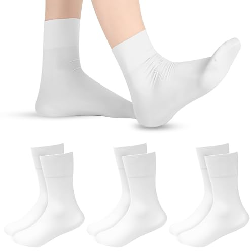 Leikedun 3 Pairs White Kids Ballet Socks Breathable Ankle Dance Socks Essentials Ballet Socks for Girls Kids Ballet Tap Jazz Modern Gymnastics Dance (White)