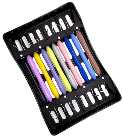 Kit de 10 instruments de restauration dentaire en résine composite avec manche en silicone(Black with box)