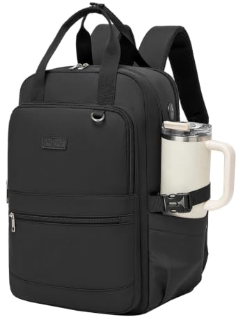 Kono Laptop Backpack Womens with Pouch Pocket for Large Capacity Cup, 15.6 Inch Laptop Bags for Women, Water Resistant Rucksack for Work Travel School College Teacher Girls