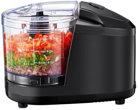 Mini Food Chopper 350ml Compact Electric Mini Food Processor with Removable Bowl & Blade, One-Button Operation, for Garlic, Onion, Herbs, Sauces & Baby Food Prep 200W, Black