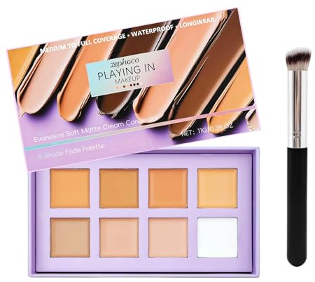 Palette Concealer,Soft Matte Correttore Crema di 8 Tonalità Sfumabili con Applicatore,Full Coverage Concealer,Cream Palette,Impermeabile a Lunga Durata