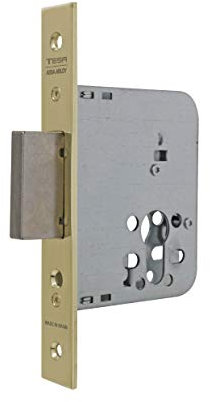 Tesa Assa Abloy Cerradura de Embutir para Puertas de Madera, Latonado