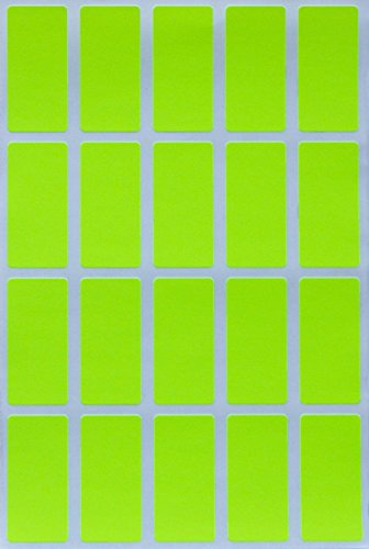 Aufkleber Neon Gelb 40 mm x 19 mm Etiketten - 4 cm x 1,9 cm viereckige Sticker 100 Stück von Royal Green