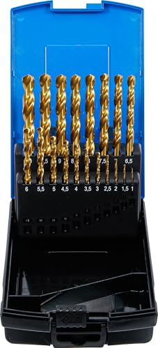 BGS 2040 | Spiralbohrer-Satz | HSS-G | titan-nitriert | 1-10 mm | 19-tlg. | Geschliffene Ausführung | Spitze 135° Kreuzanschliff | Größen in 0,5-mm-Schritten
