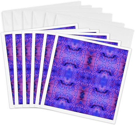 3dRose gc_35029_1 6 x 6-Inch Purple and Fuchsia Tye Dye Pattern Greeting Card (Pack of 6)