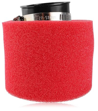 QAZAKY Universal 42 mm 1,65 tum röd vinklad dubbel skum pod prestanda luftfilterrenare 125 cc 150 cc 200 cc 250 cc GY6 motorcykel ATV Scooter Quad Go Kart moped Pit Dirt Bike Yamaha PZ24 41 mm 43 mm