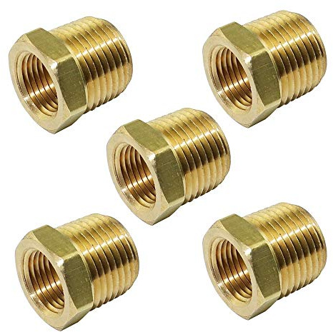 TL TOOLEGIN 1/2 NPT Male x 1/4 NPT Female Brass Bushing Reducer Reducing Pipe Adapter Fitting 5pcs 1200 PSI