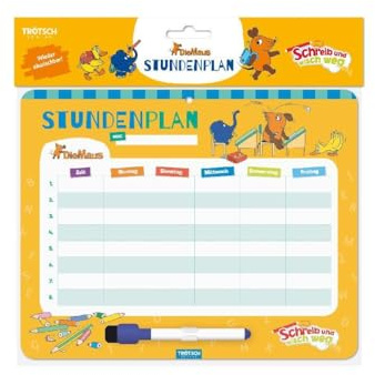 Trötsch Die Maus abwischbarer Stundenplan mit Stift: Die Sendung mit der Maus