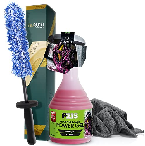 detailmate Fälgrengöringsset: Fälgrensare Wizard of Gloss mikrofiber fälgborste mikrofiberhandduk 320GSM (Dr. Wack P21S fälgrensare Power Gel 750ml)