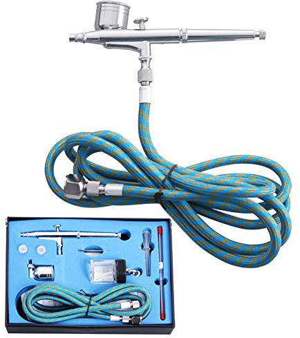 Airbrush Kit with 3 Nozzle Sets (0.2, 0.3 & 0.5mm Needles, Fluid Tips and Air Caps) - Dual-Action Gravity Feed Airbrush with 7cc & 22cc Cup