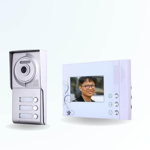 BT Security Portier interphone vidéo Classic 4 Fils - 3 Appartements - 3 écrans Blancs