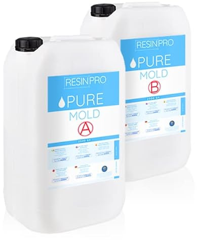 Pure Mold: Goma De Silicona Líquida (5 Kg) Translúcida y Rápida Para Crear Moldes Para Resinas Epoxi De Poliuretano Cera Jabón Yeso Cemento - Dureza 13 Shores - 100% Made in Italy